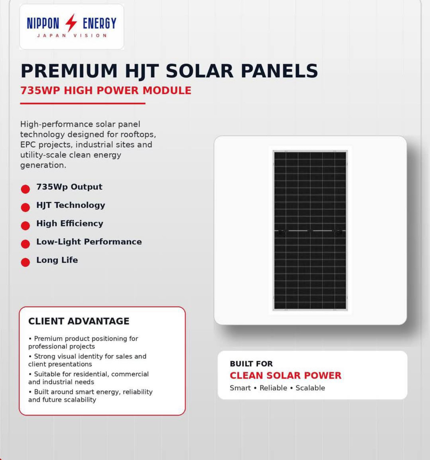 Nippon Energy 735W HJT Panel